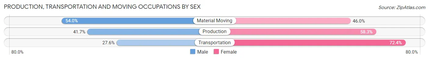 Production, Transportation and Moving Occupations by Sex in Meadow Lake