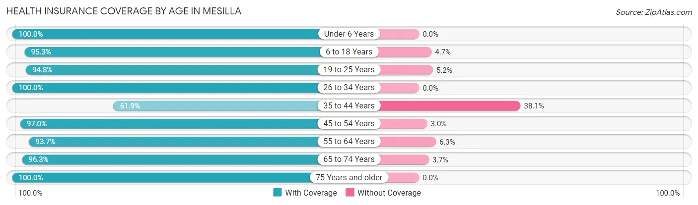Health Insurance Coverage by Age in Mesilla