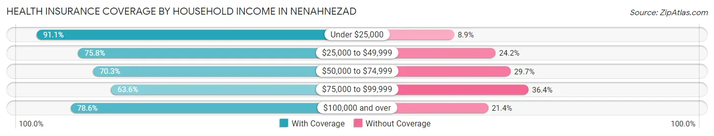 Health Insurance Coverage by Household Income in Nenahnezad