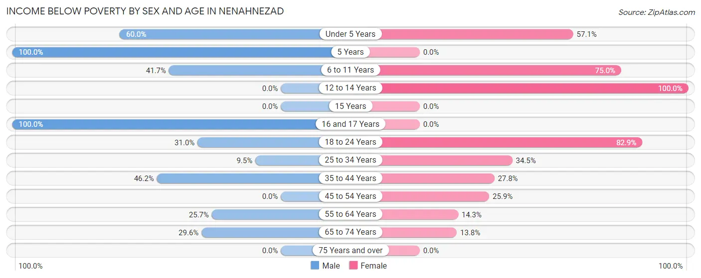 Income Below Poverty by Sex and Age in Nenahnezad