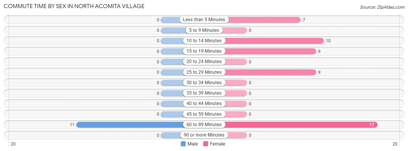 Commute Time by Sex in North Acomita Village