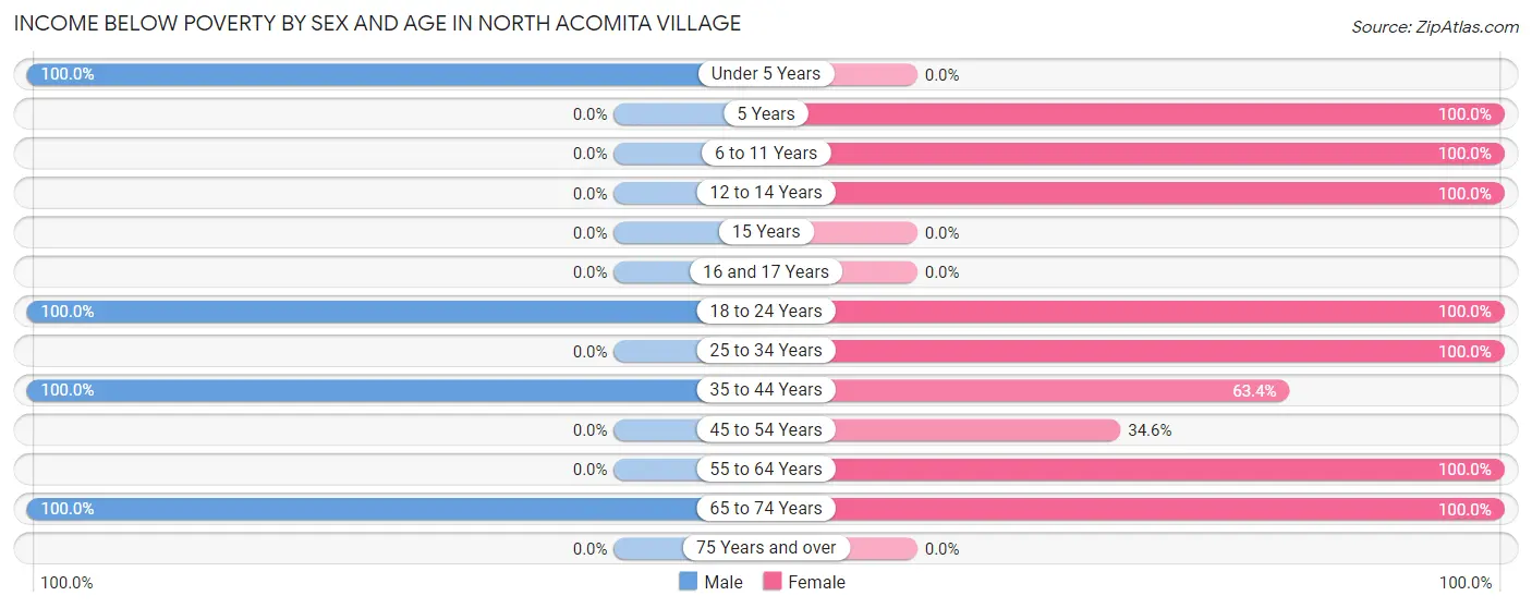 Income Below Poverty by Sex and Age in North Acomita Village