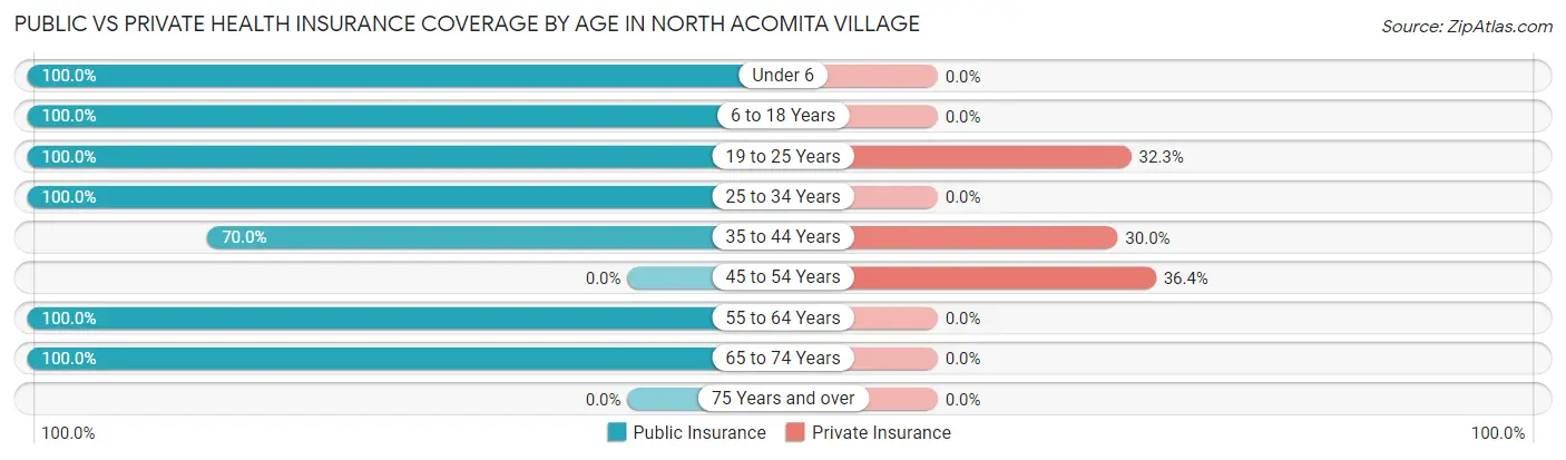 Public vs Private Health Insurance Coverage by Age in North Acomita Village