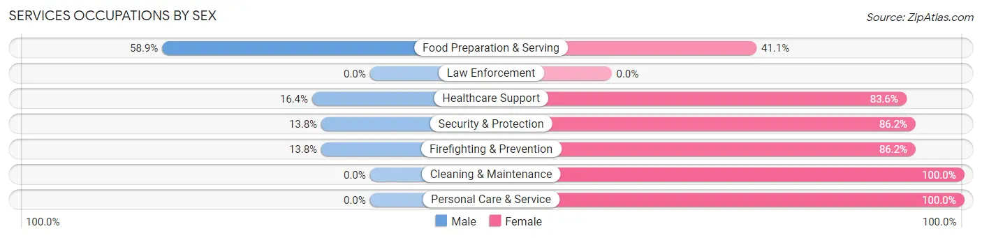Services Occupations by Sex in North Hobbs