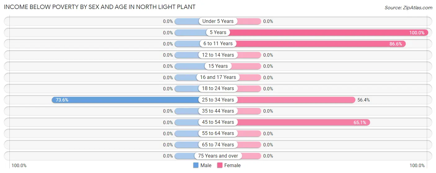 Income Below Poverty by Sex and Age in North Light Plant
