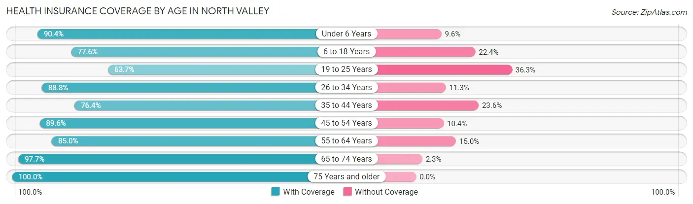 Health Insurance Coverage by Age in North Valley
