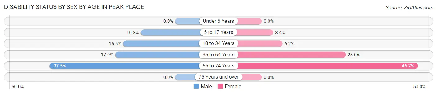 Disability Status by Sex by Age in Peak Place