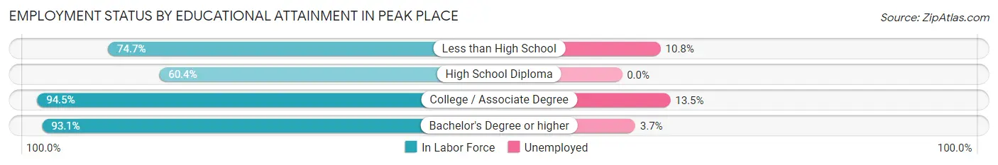 Employment Status by Educational Attainment in Peak Place