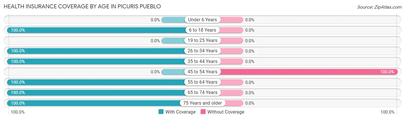 Health Insurance Coverage by Age in Picuris Pueblo