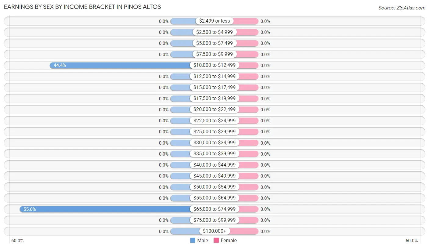 Earnings by Sex by Income Bracket in Pinos Altos