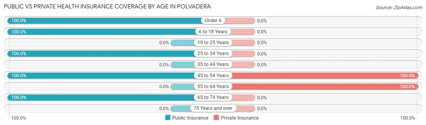 Public vs Private Health Insurance Coverage by Age in Polvadera