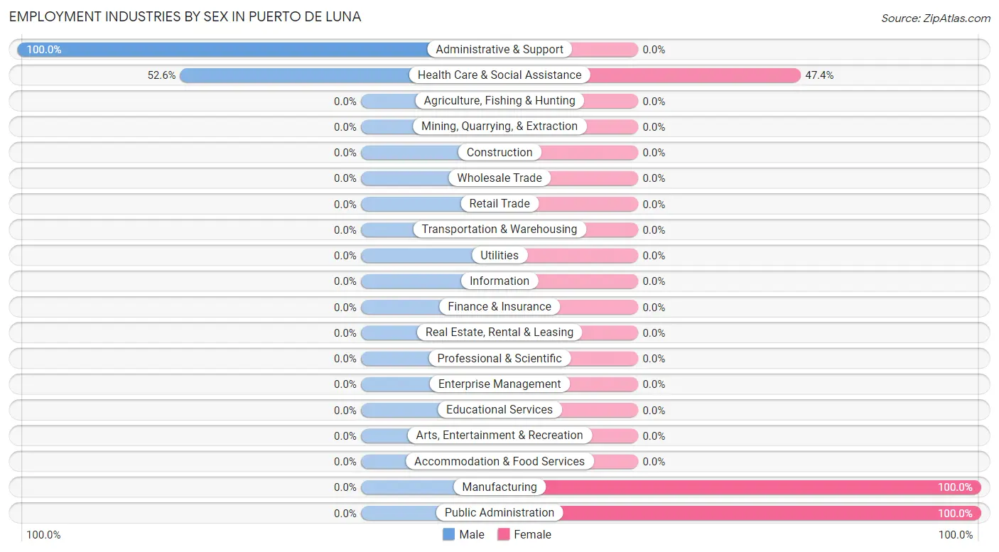 Employment Industries by Sex in Puerto de Luna