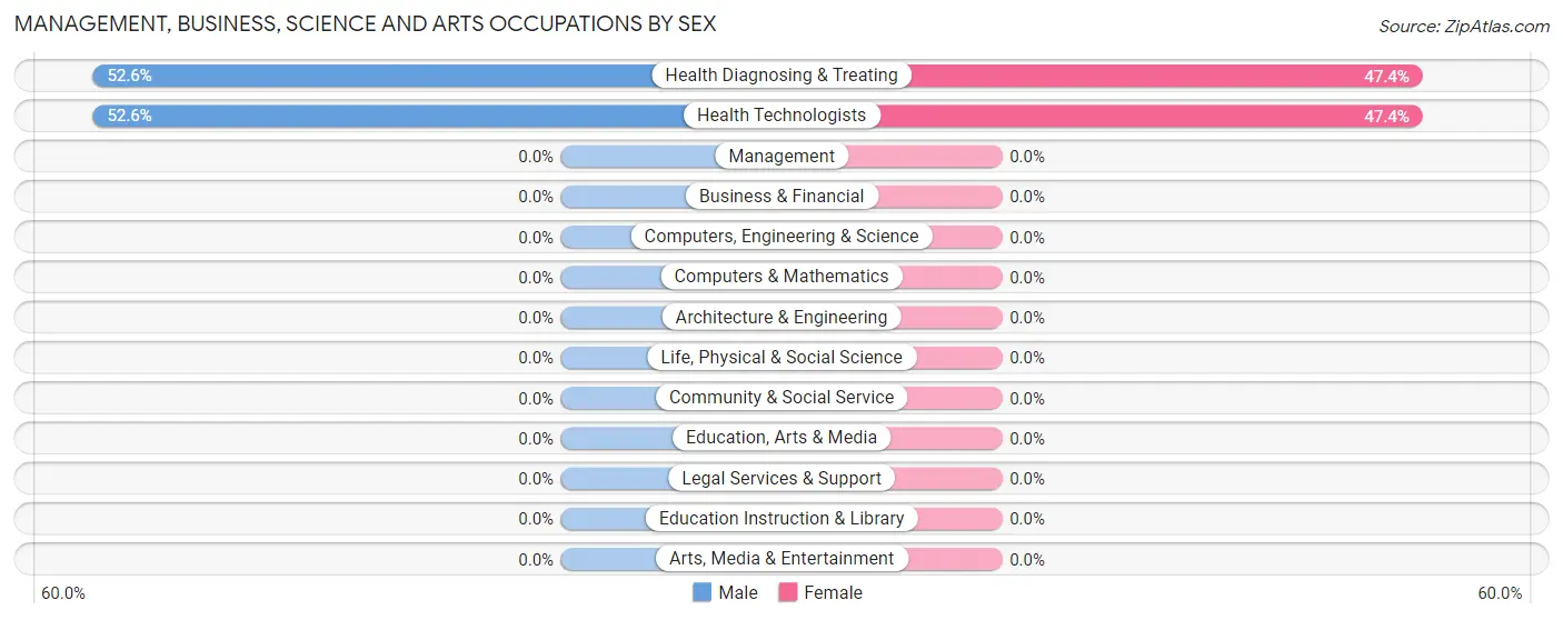 Management, Business, Science and Arts Occupations by Sex in Puerto de Luna
