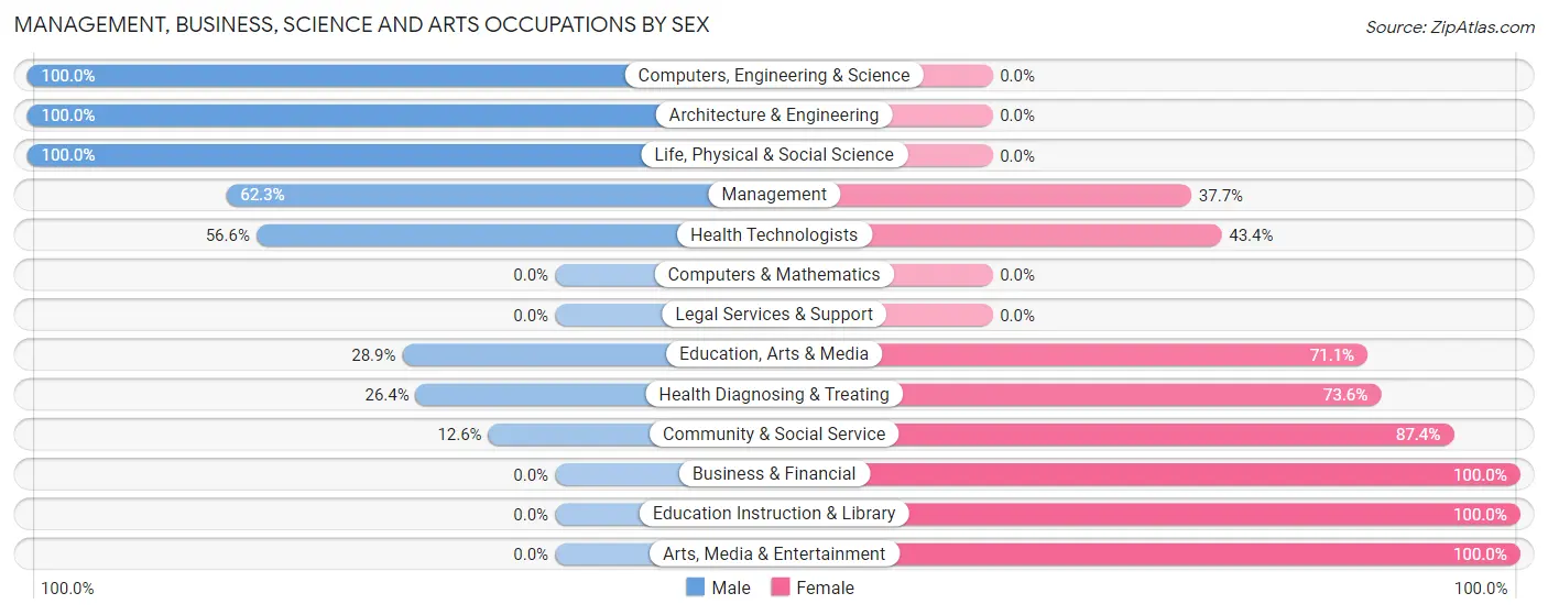 Management, Business, Science and Arts Occupations by Sex in Rio Communities