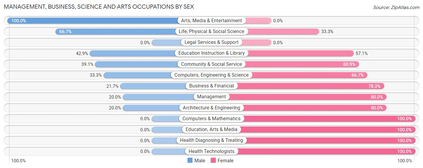Management, Business, Science and Arts Occupations by Sex in Rio Lucio