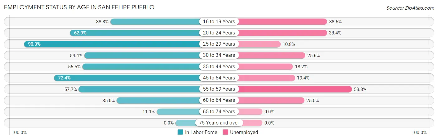Employment Status by Age in San Felipe Pueblo
