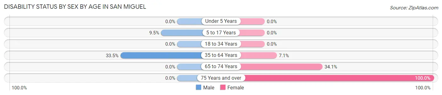 Disability Status by Sex by Age in San Miguel