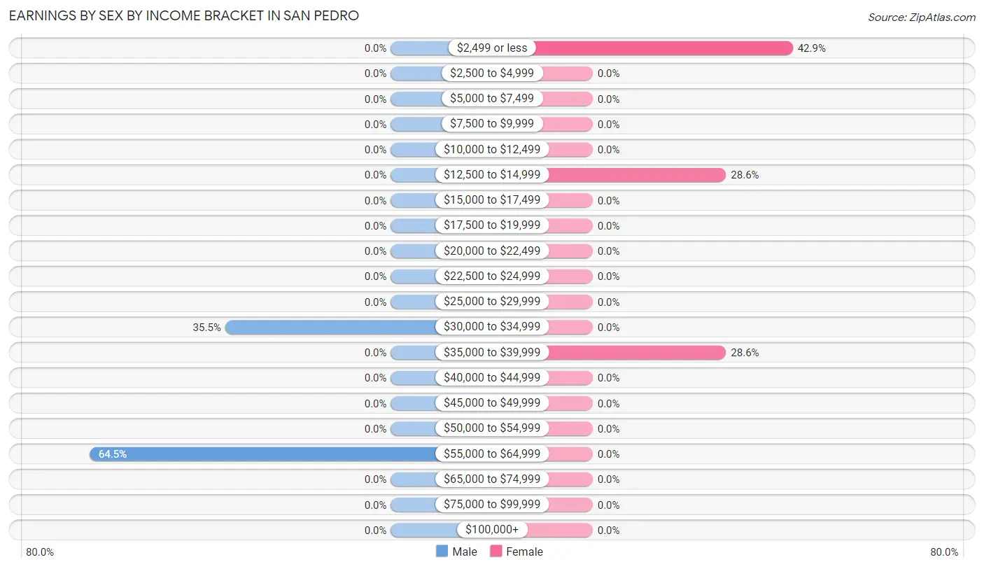 Earnings by Sex by Income Bracket in San Pedro