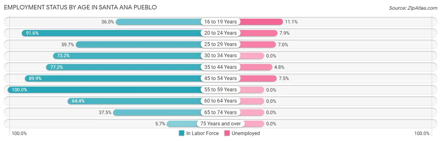 Employment Status by Age in Santa Ana Pueblo