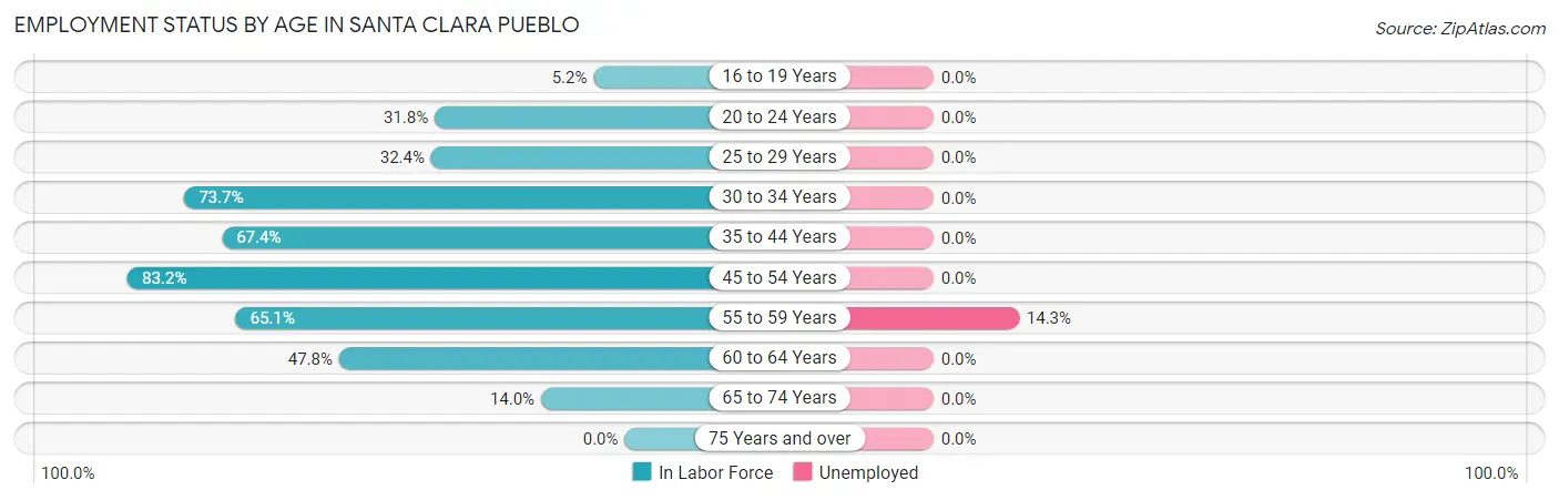 Employment Status by Age in Santa Clara Pueblo
