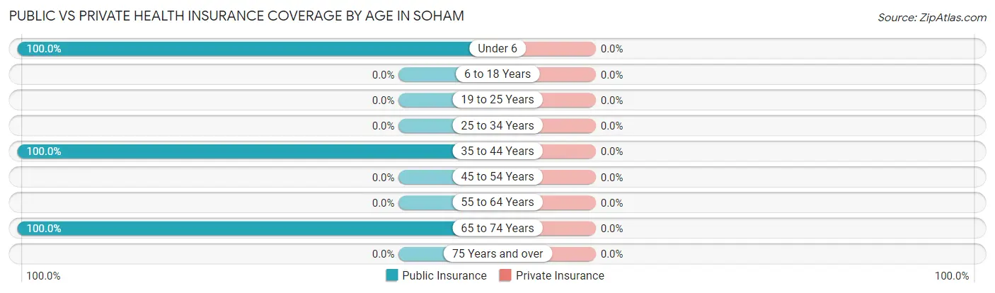 Public vs Private Health Insurance Coverage by Age in Soham
