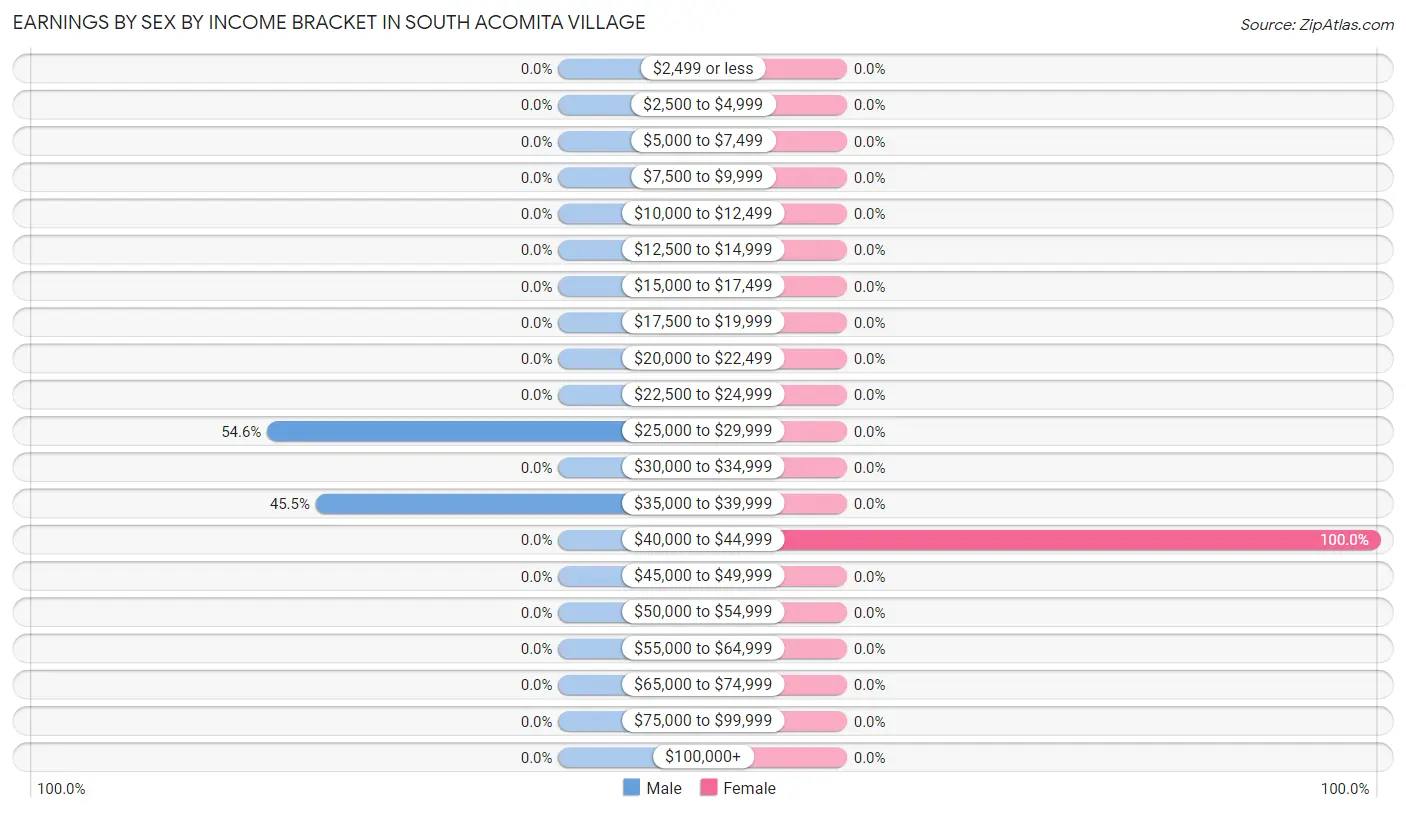 Earnings by Sex by Income Bracket in South Acomita Village