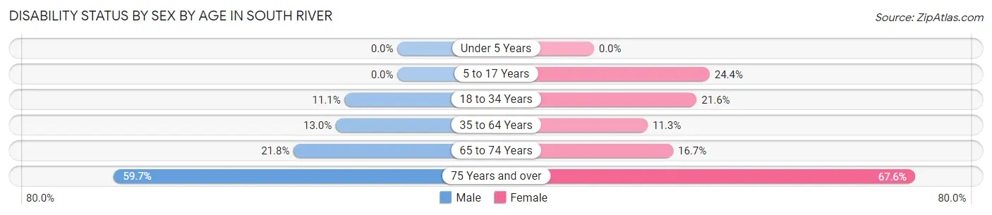 Disability Status by Sex by Age in South River