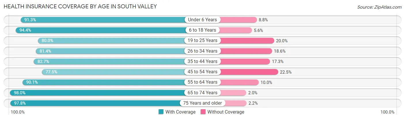 Health Insurance Coverage by Age in South Valley