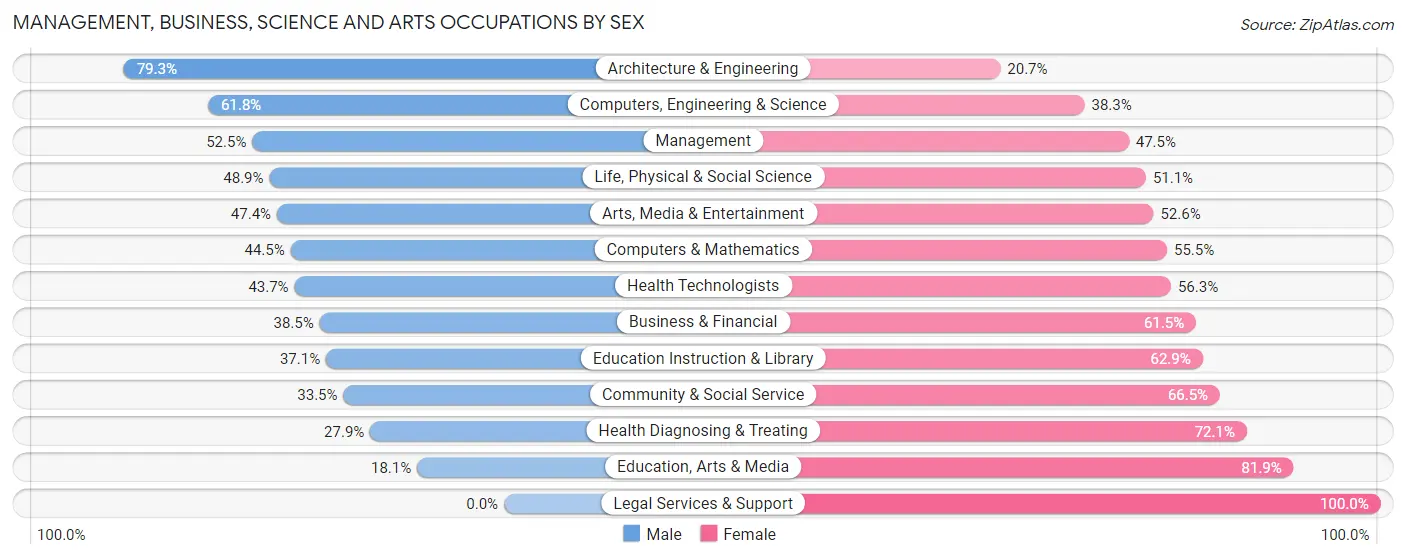 Management, Business, Science and Arts Occupations by Sex in South Valley