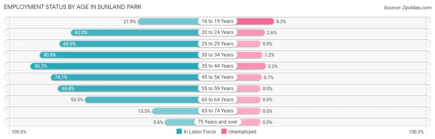 Employment Status by Age in Sunland Park