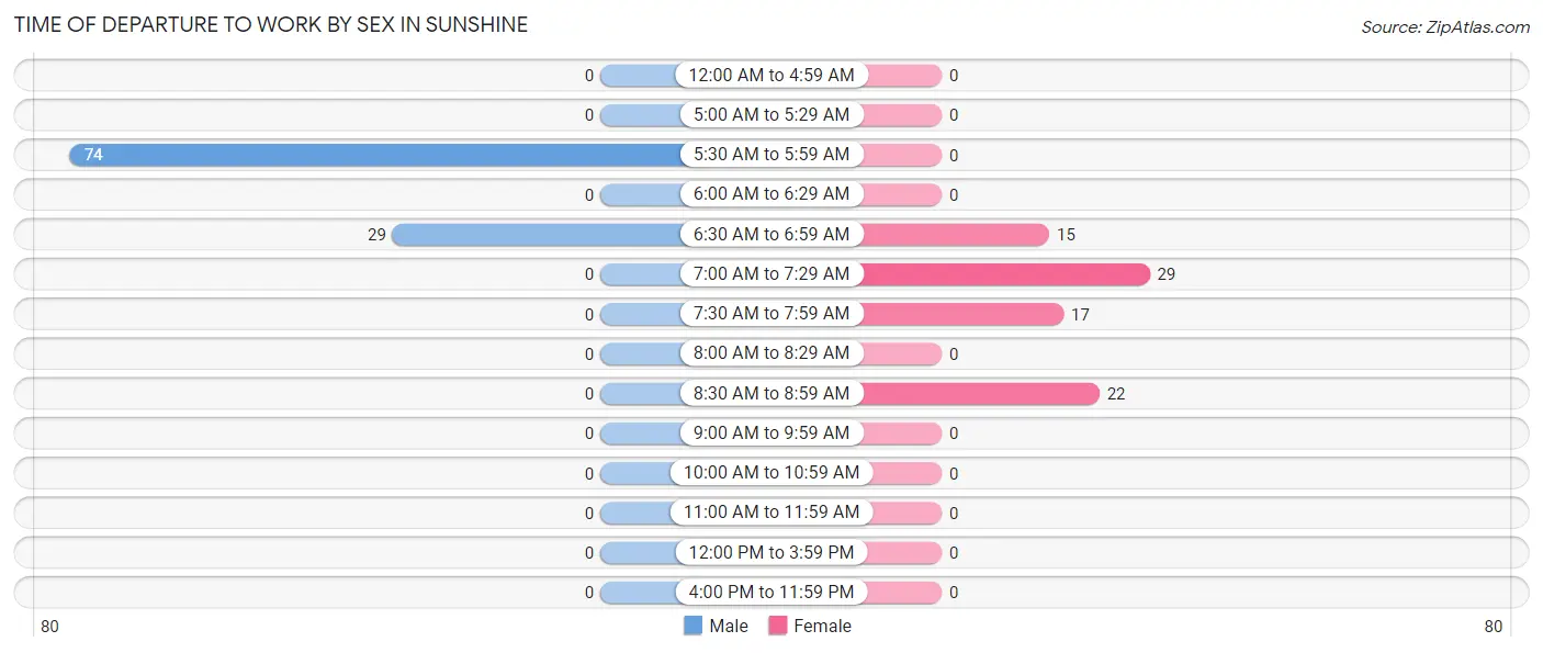 Time of Departure to Work by Sex in Sunshine