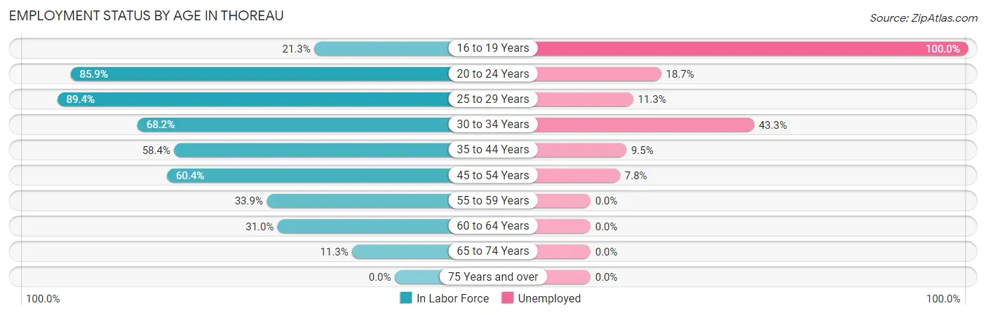 Employment Status by Age in Thoreau