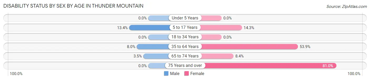 Disability Status by Sex by Age in Thunder Mountain