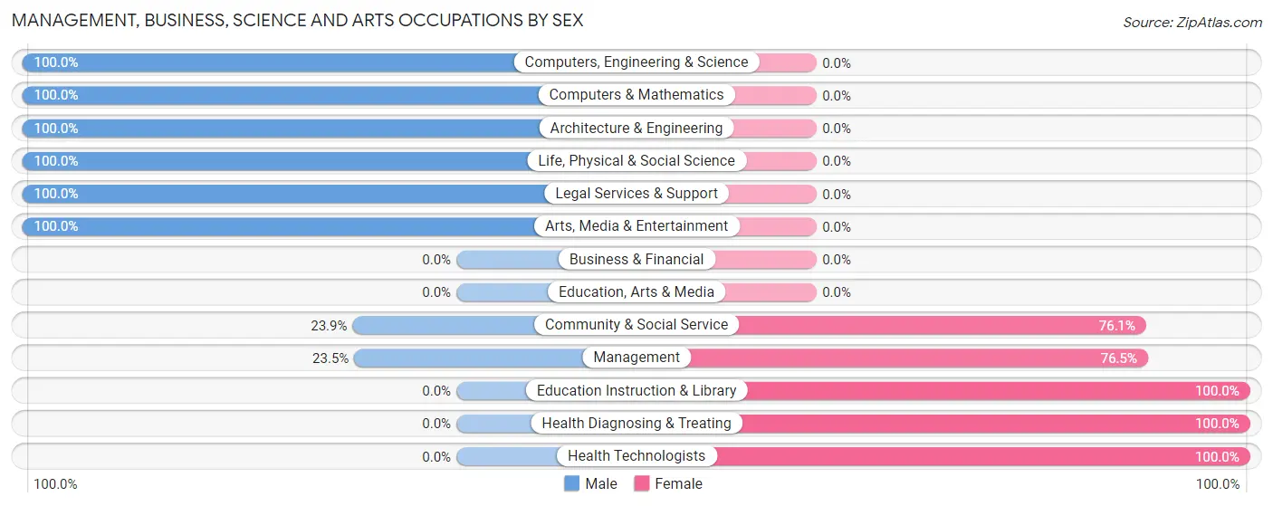 Management, Business, Science and Arts Occupations by Sex in Thunder Mountain