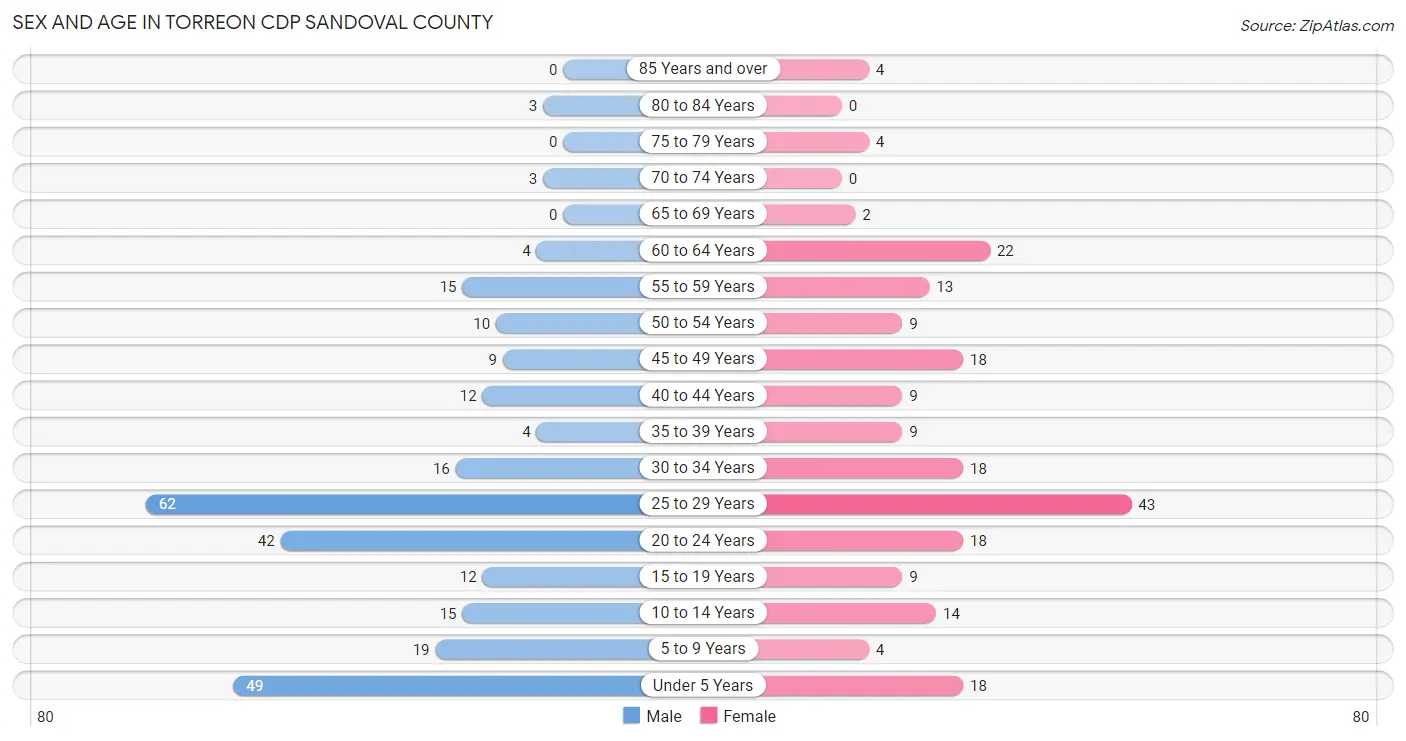 Sex and Age in Torreon CDP Sandoval County