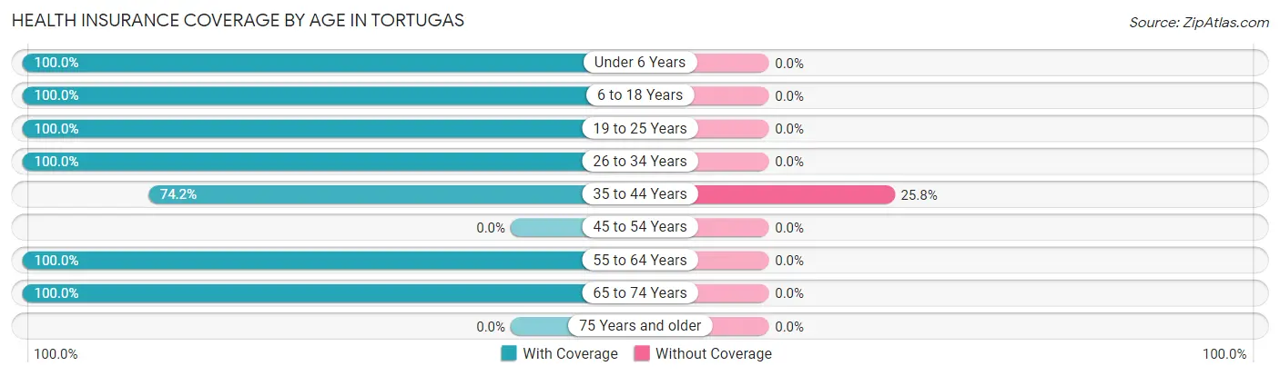 Health Insurance Coverage by Age in Tortugas