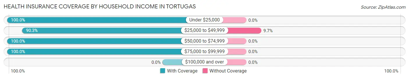 Health Insurance Coverage by Household Income in Tortugas