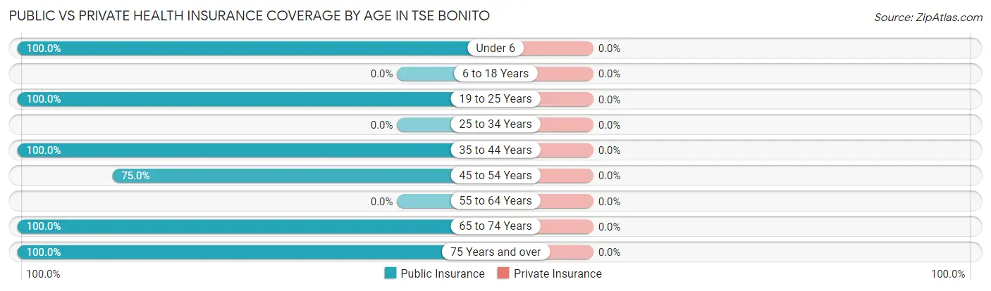 Public vs Private Health Insurance Coverage by Age in Tse Bonito