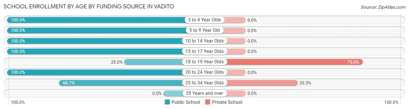 School Enrollment by Age by Funding Source in Vadito