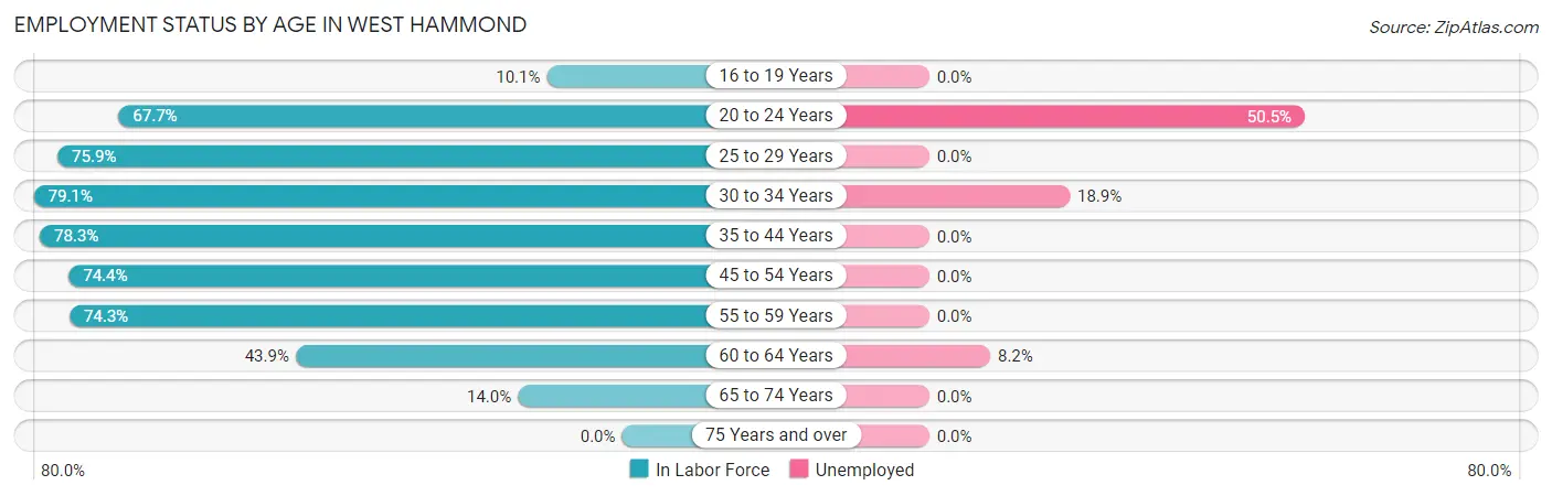 Employment Status by Age in West Hammond