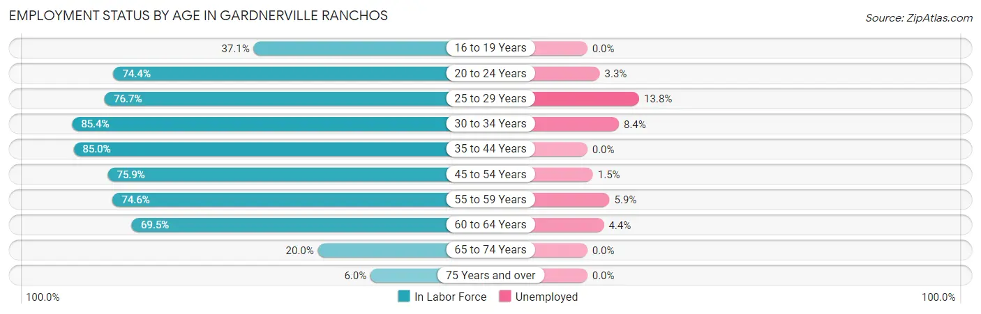 Employment Status by Age in Gardnerville Ranchos