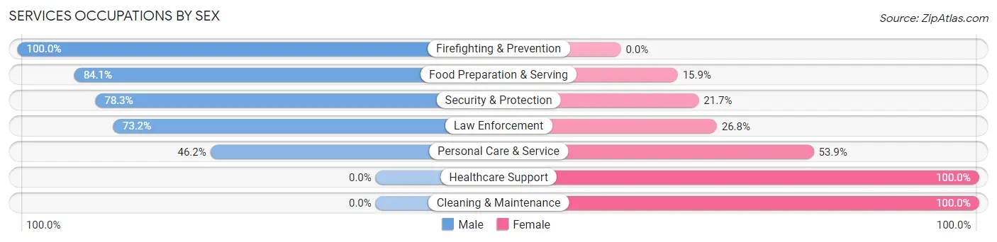 Services Occupations by Sex in Johnson Lane