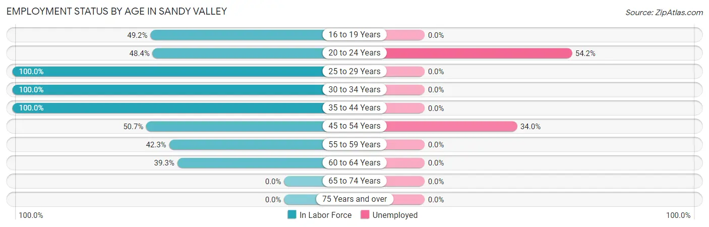 Employment Status by Age in Sandy Valley