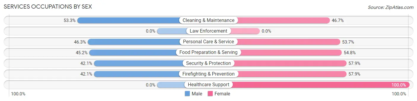 Services Occupations by Sex in Silver Springs