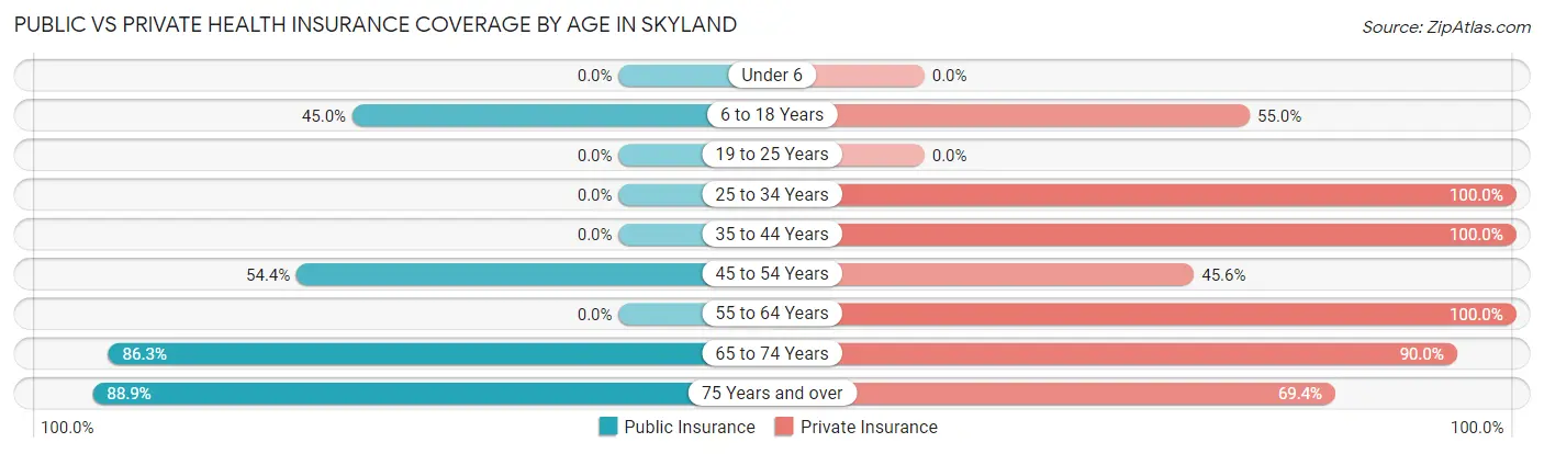 Public vs Private Health Insurance Coverage by Age in Skyland