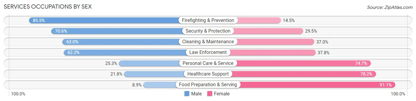 Services Occupations by Sex in Spanish Springs