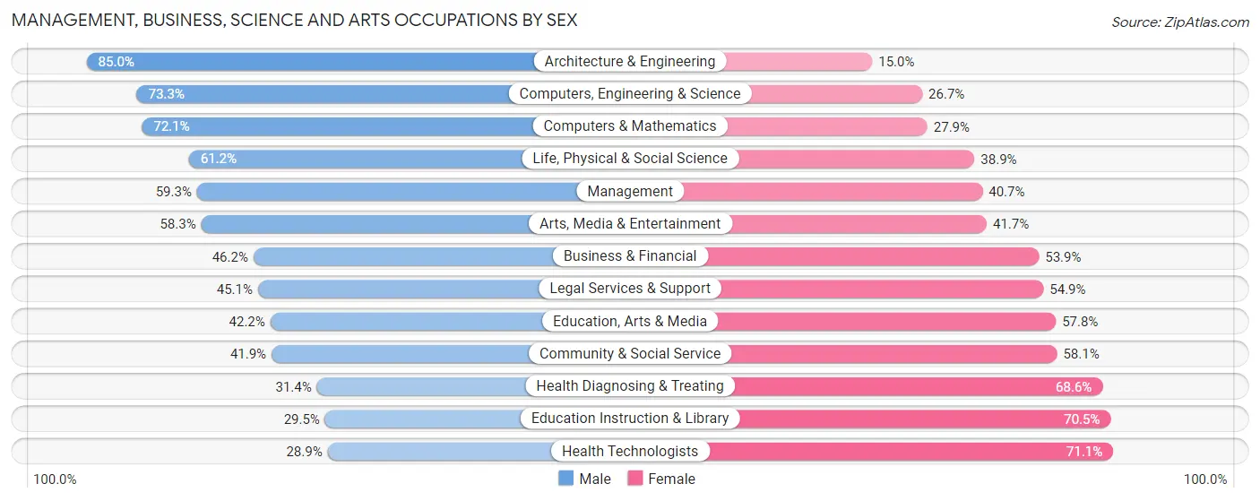 Management, Business, Science and Arts Occupations by Sex in Spring Valley