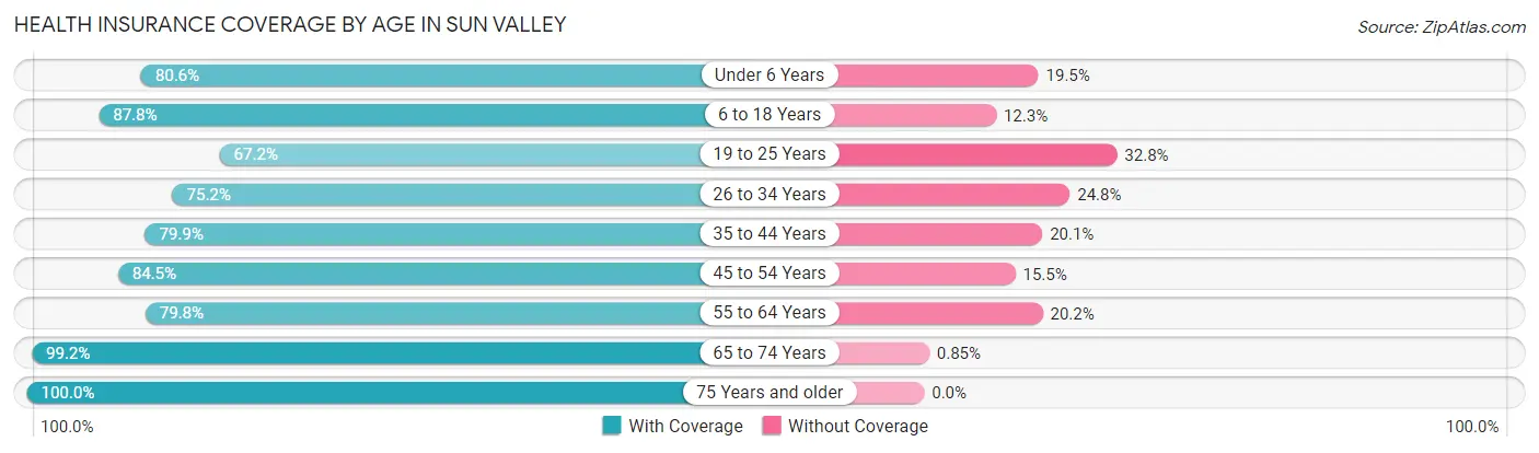 Health Insurance Coverage by Age in Sun Valley