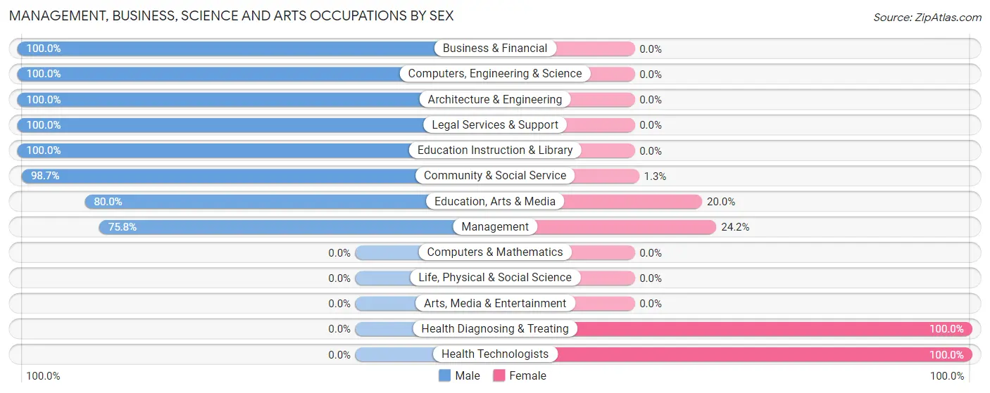 Management, Business, Science and Arts Occupations by Sex in Yerington