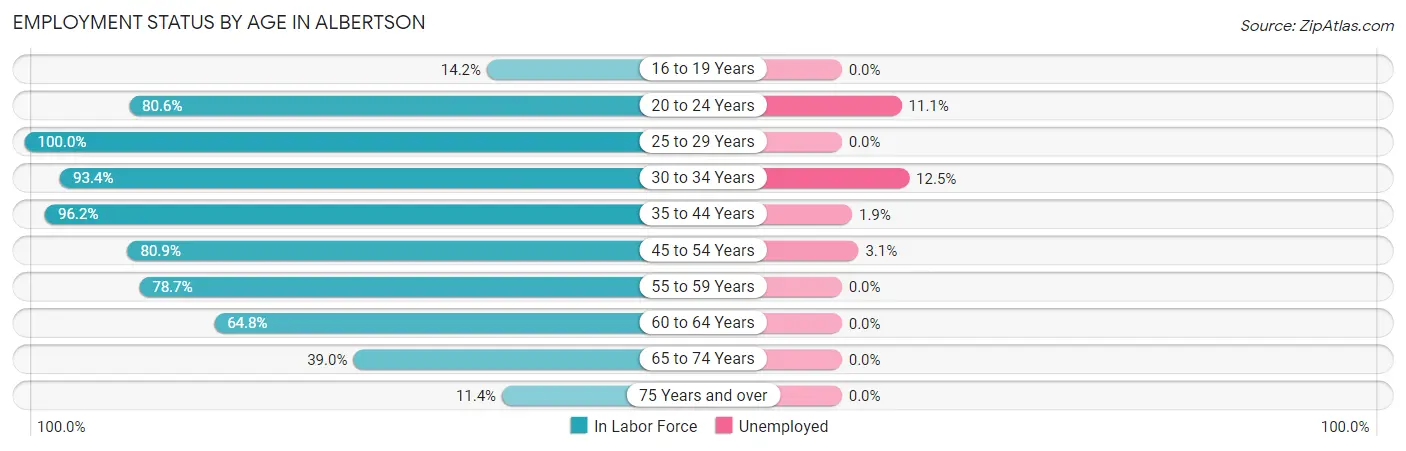 Employment Status by Age in Albertson